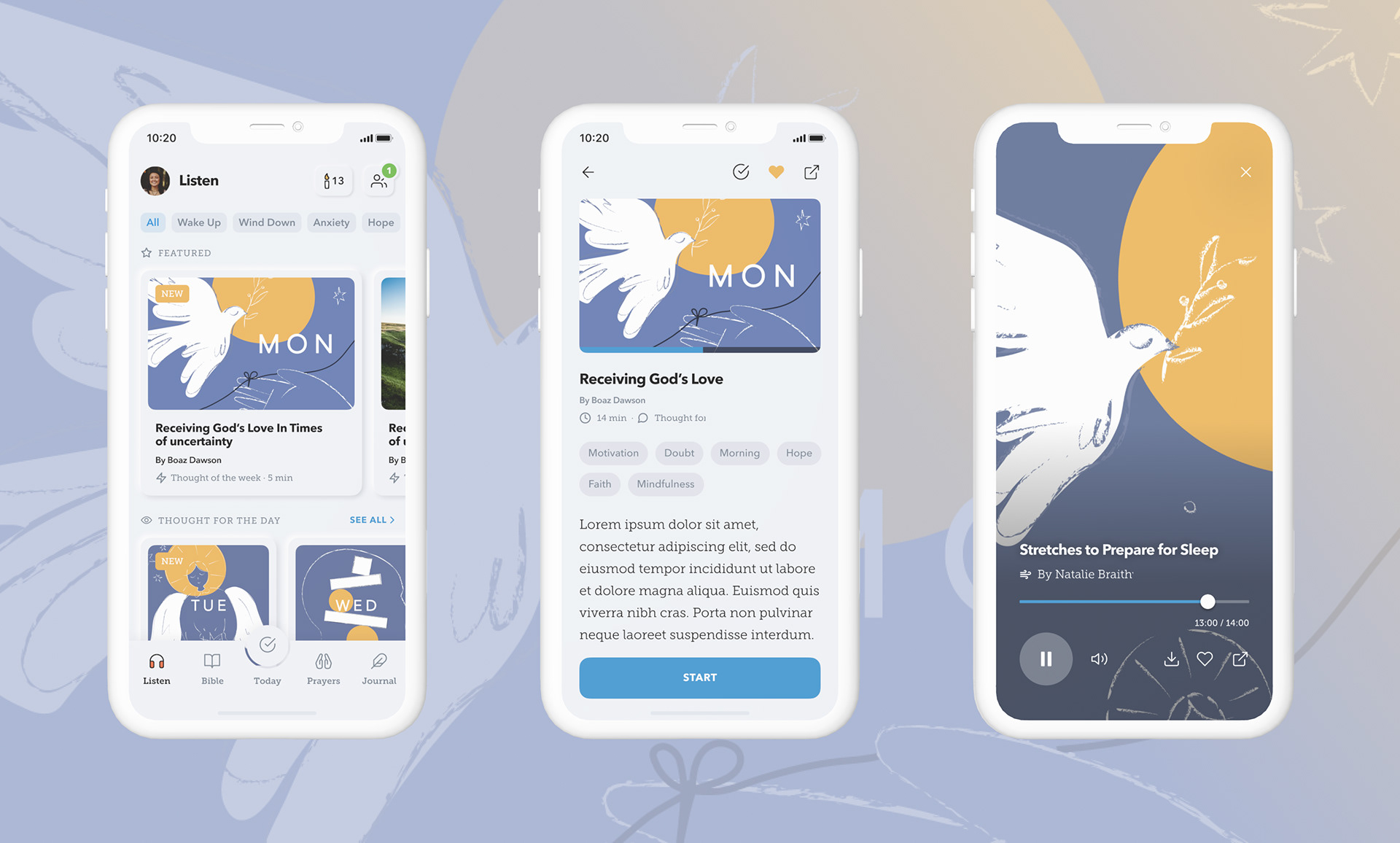 App screens and storyboard sketches