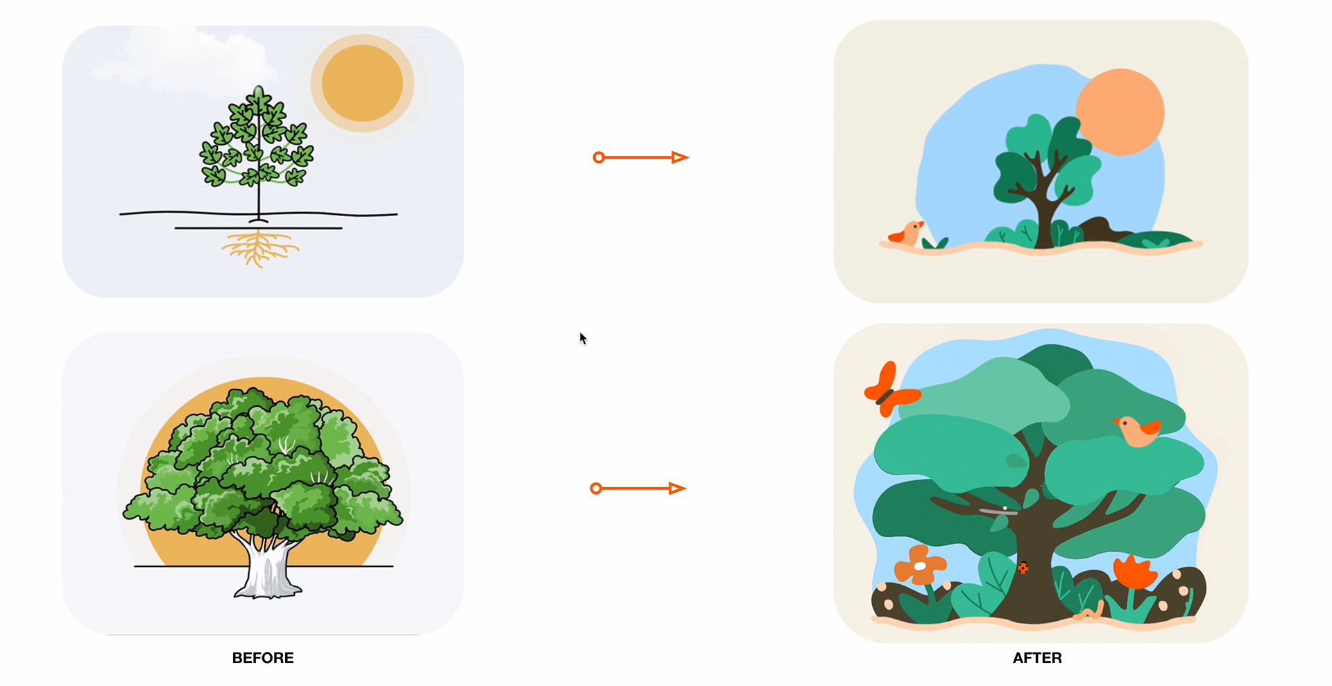 Before and after redesign