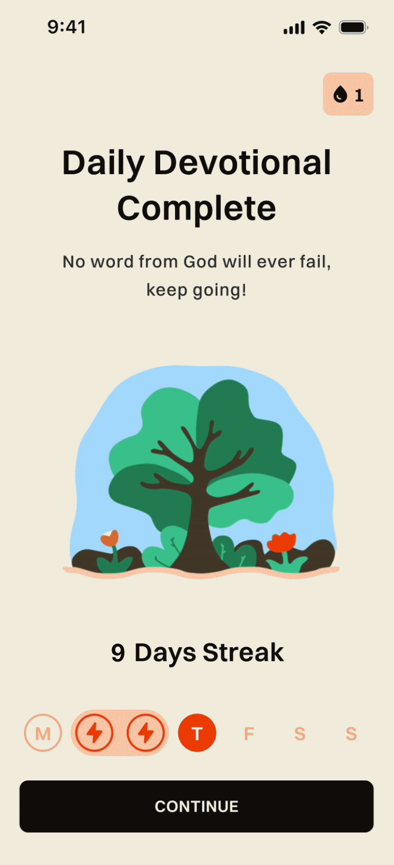 Daily devotional complete screen
