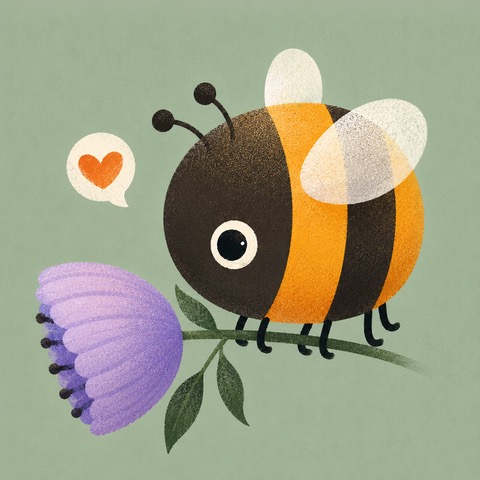 Bee illustration with a flower