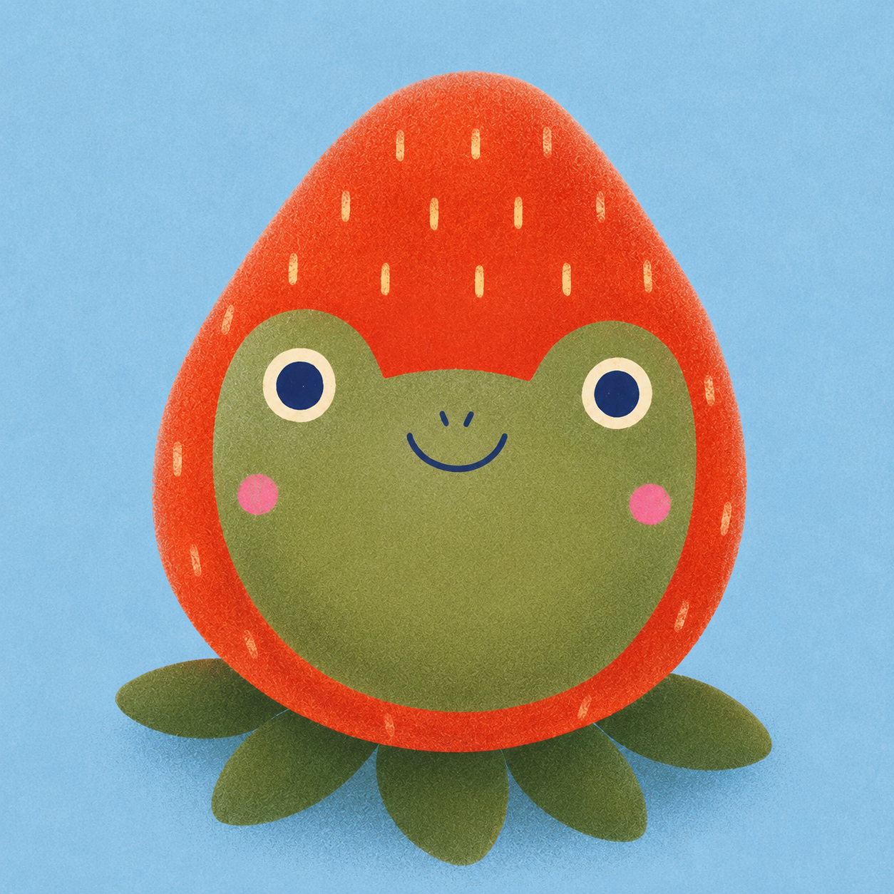 Frog strawberry illustration